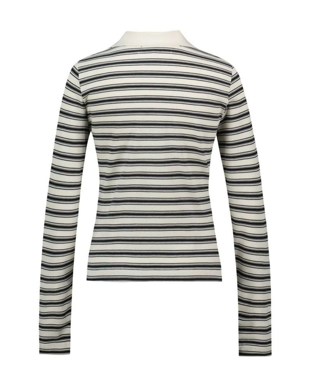 Samsøe & Samsøe Gray Striped Long-Sleeved Polo Shirt