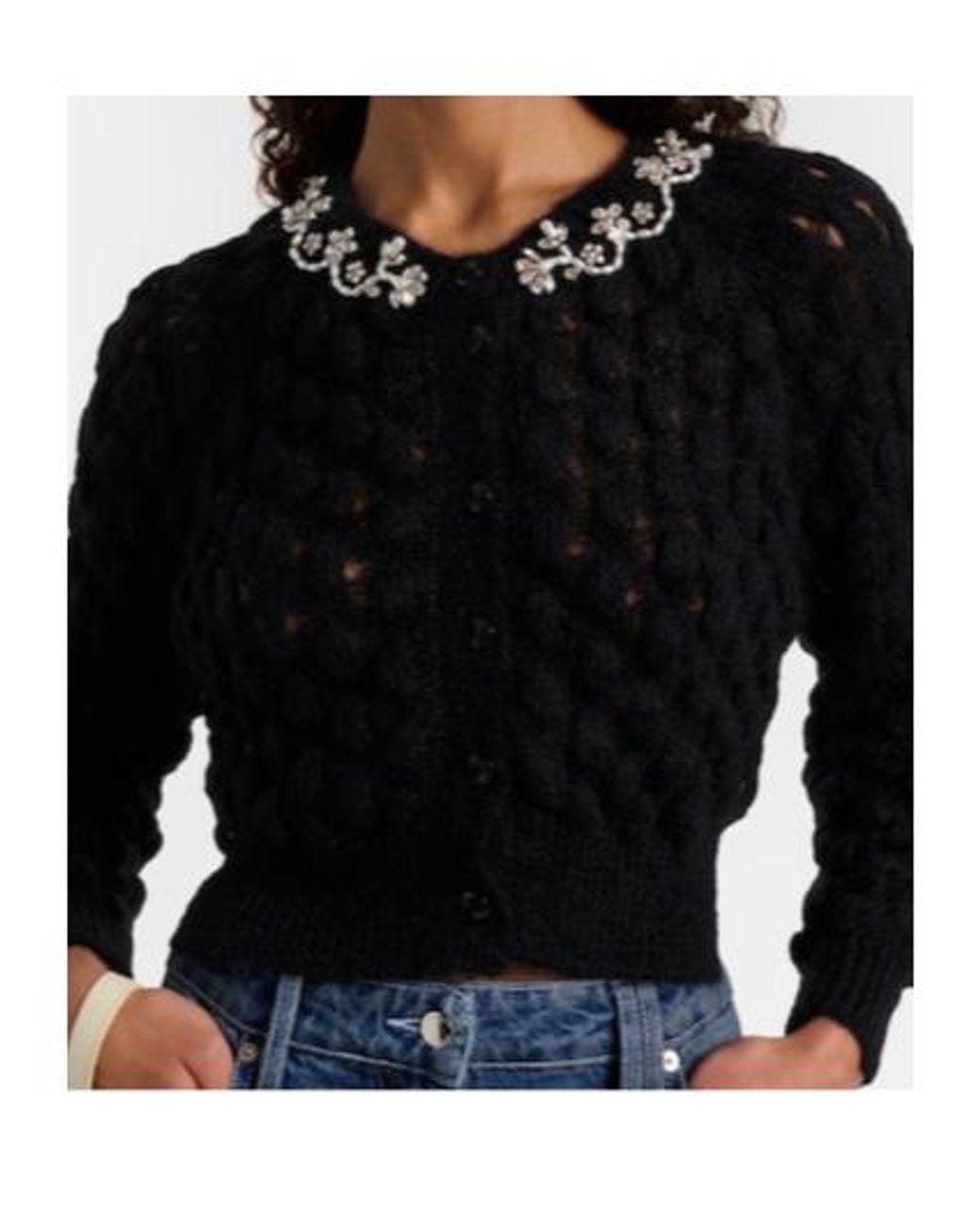 Simone Rocha Blue Embellished Mohair-Blend Cardigan