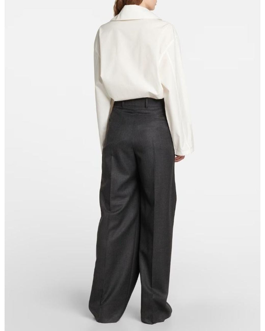 The Row Black Pleat-Front Wide-Leg Trousers