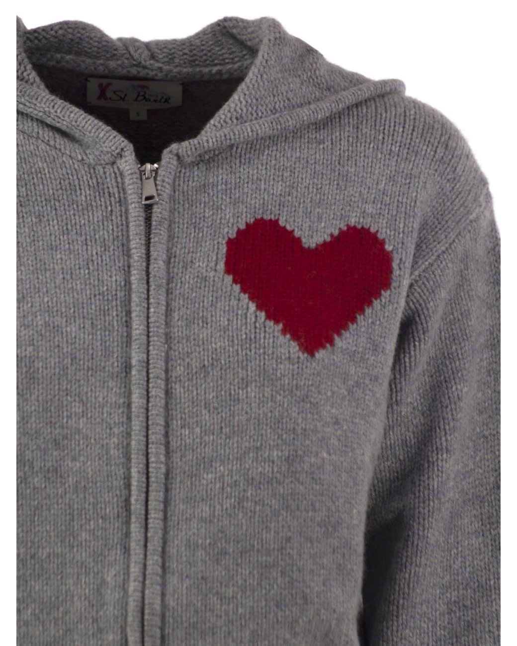 Mc2 Saint Barth Gray Intarsia Zip Hooded Hoodie