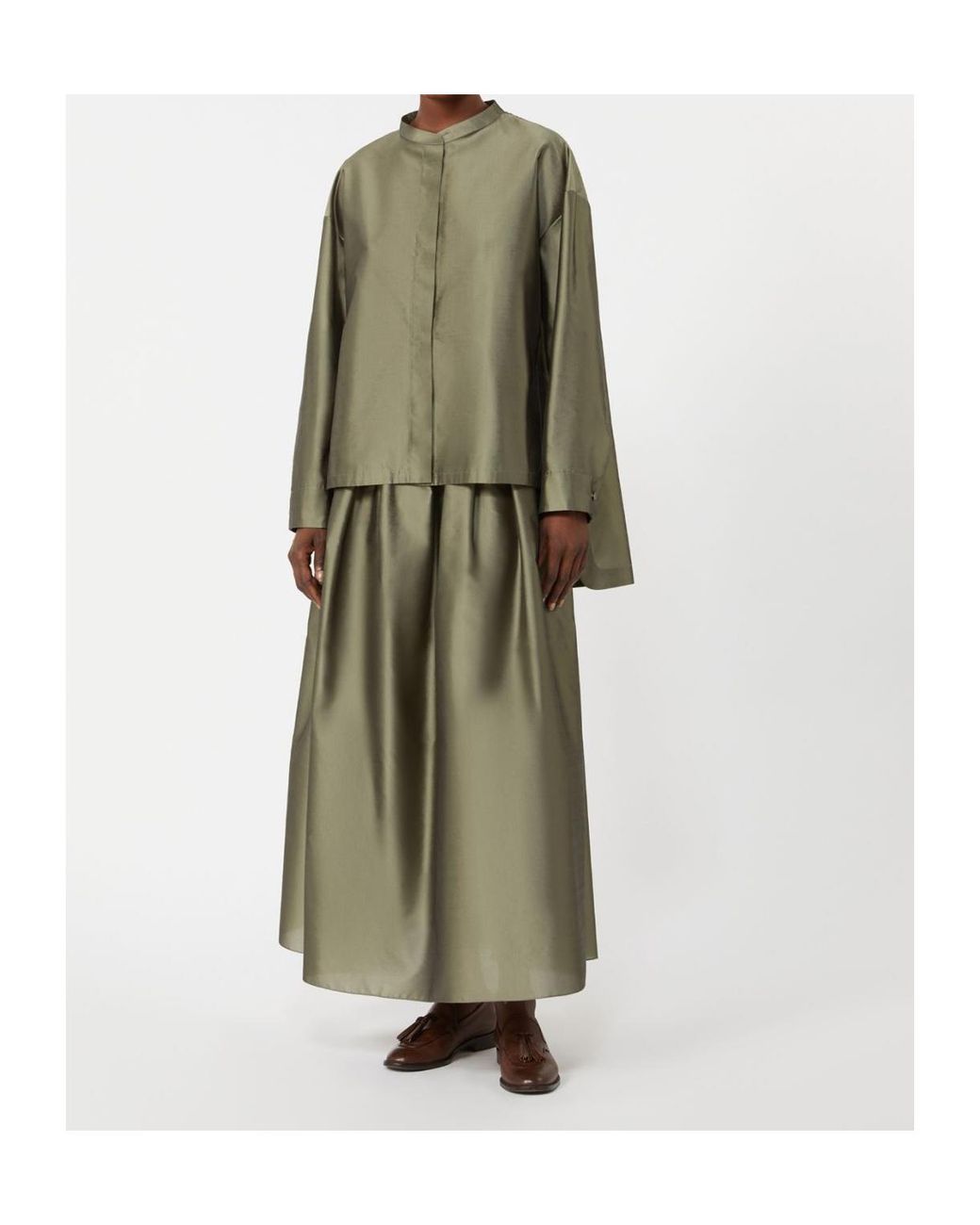 Max Mara Green Satin Oversized Shirt