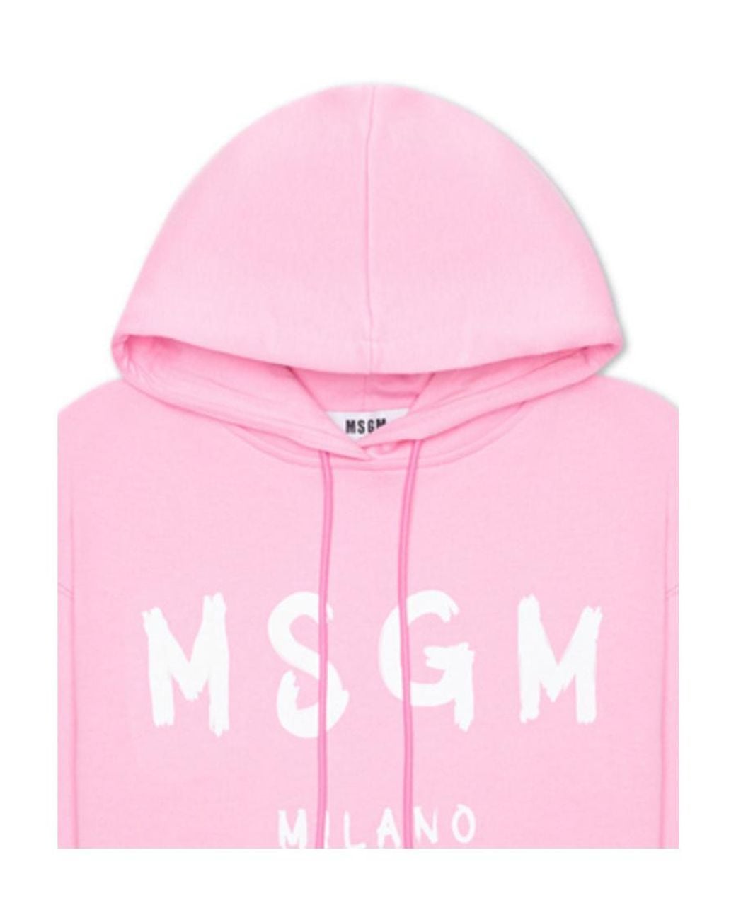 MSGM Pink Logo Printed Drawstring Hoodie
