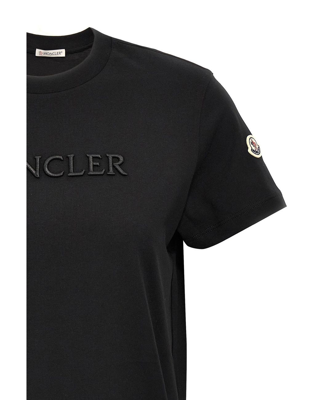 Moncler Black Logo Embroidered Crewneck T-Shirt