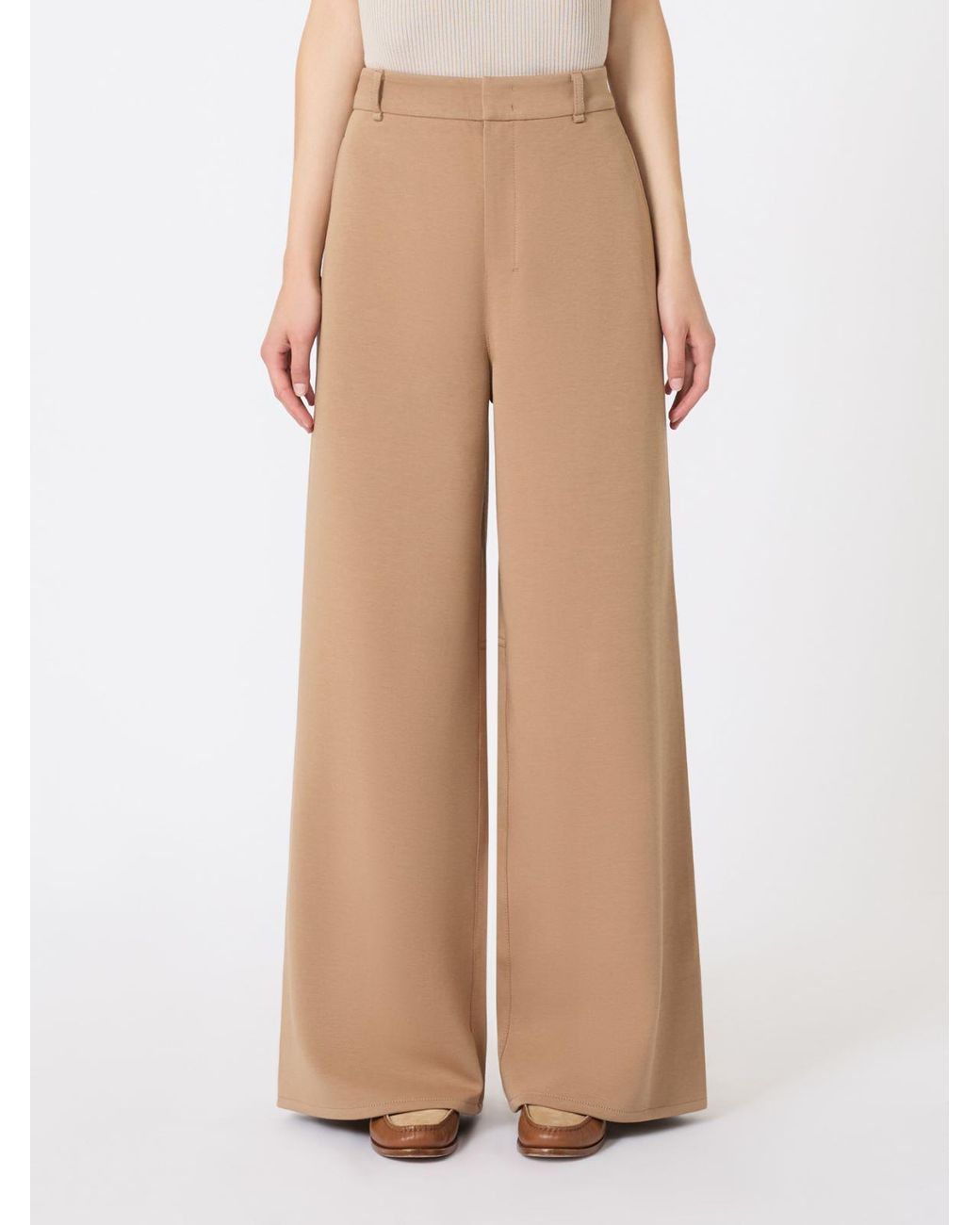 Max Mara Natural Merlot Wide Leg Trousers