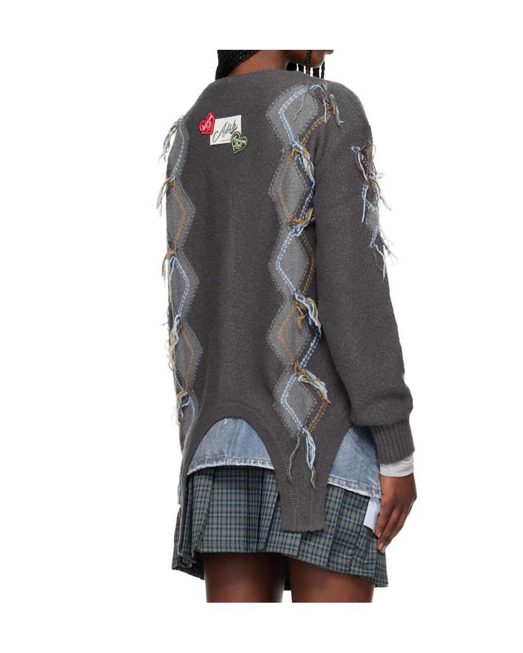 ANDERSSON BELL Gray Diamond Pattern Cardigan