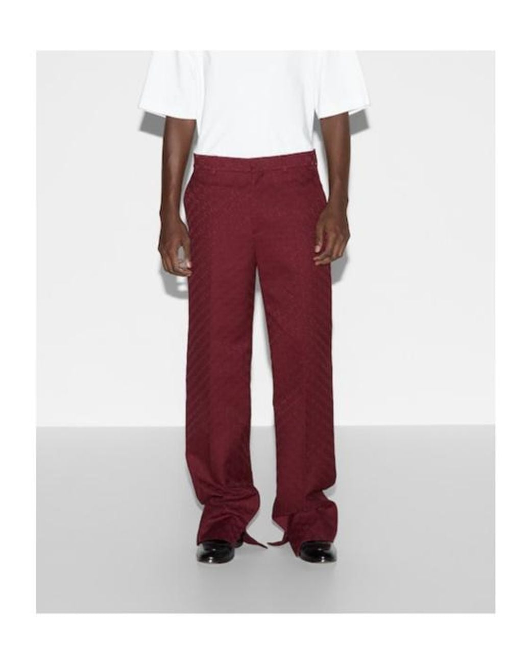 Gucci Red Monogrammed Straight-Leg Trousers for men