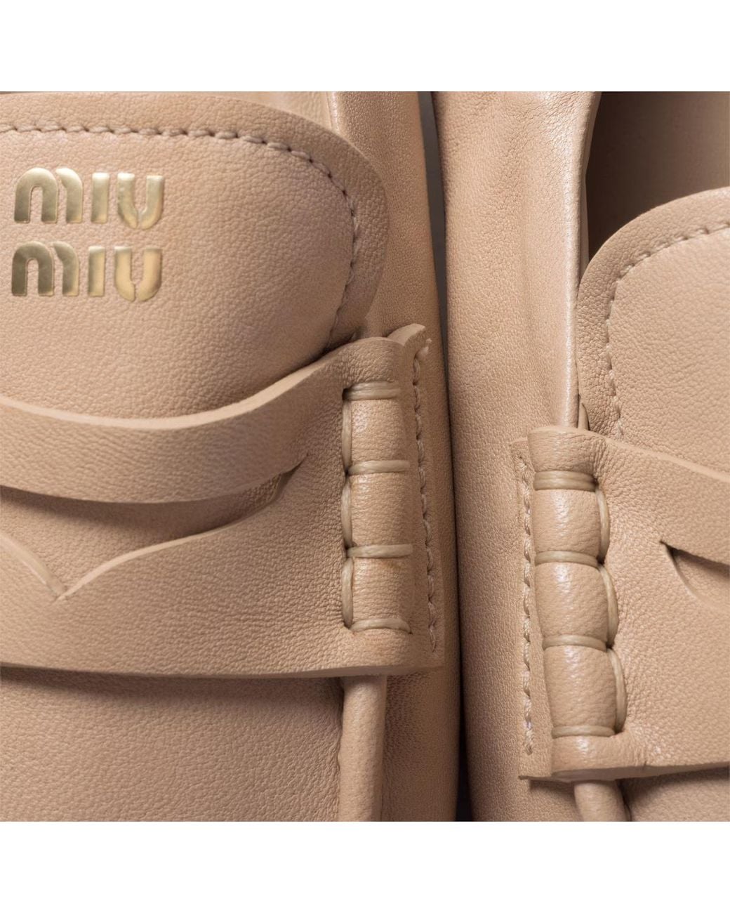 Miu Miu Natural Square Toe Loafers