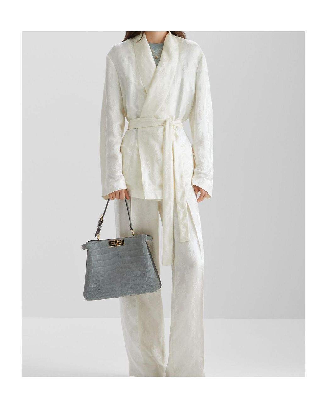 Fendi White Floral Motif Wrap Jacket