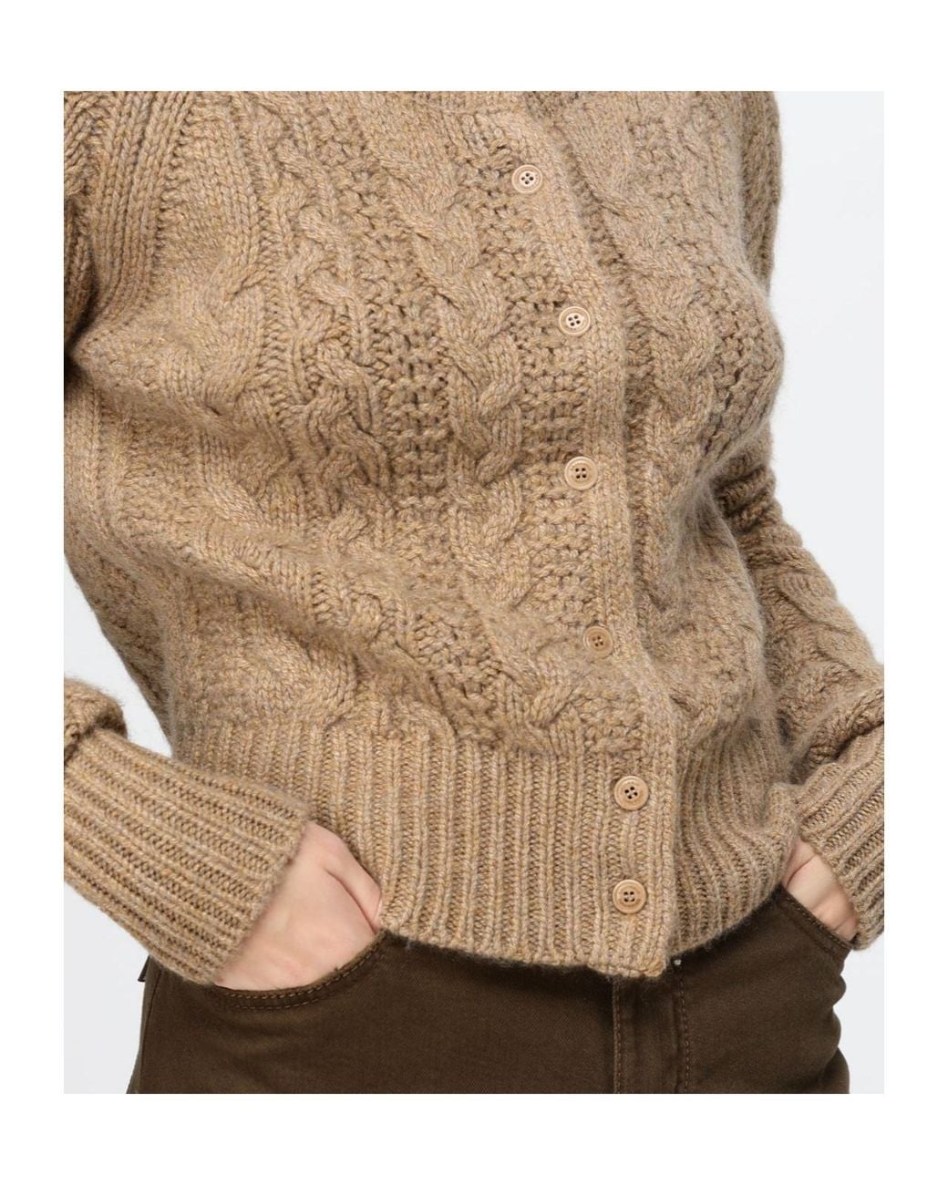 Ermanno Scervino Brown Cable-Knit Button-Up Cardigan
