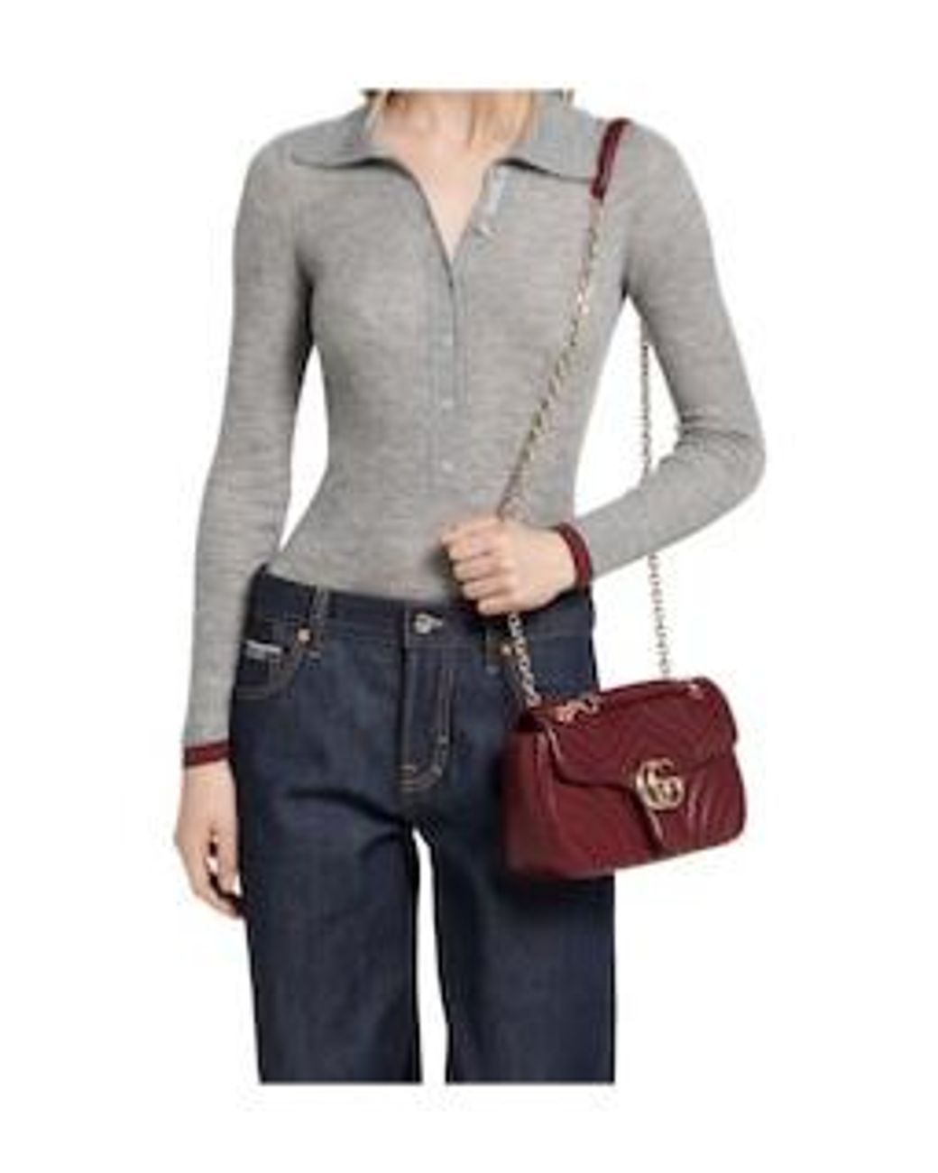 Gucci Red Gg Marmont Medium Shoulder Bag