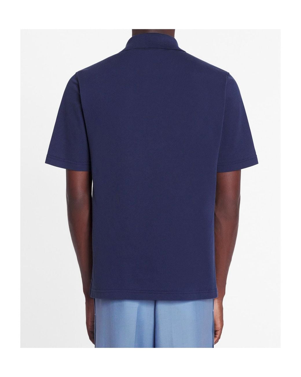 Lanvin Blue Short-Sleeve Cotton Polo Shirt for men