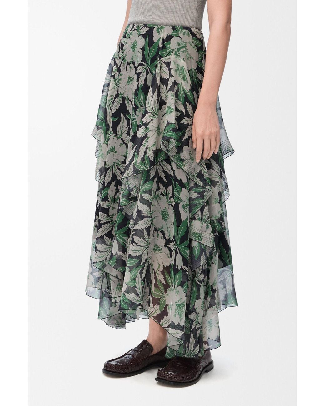 Loewe Green Floral Print Skirt