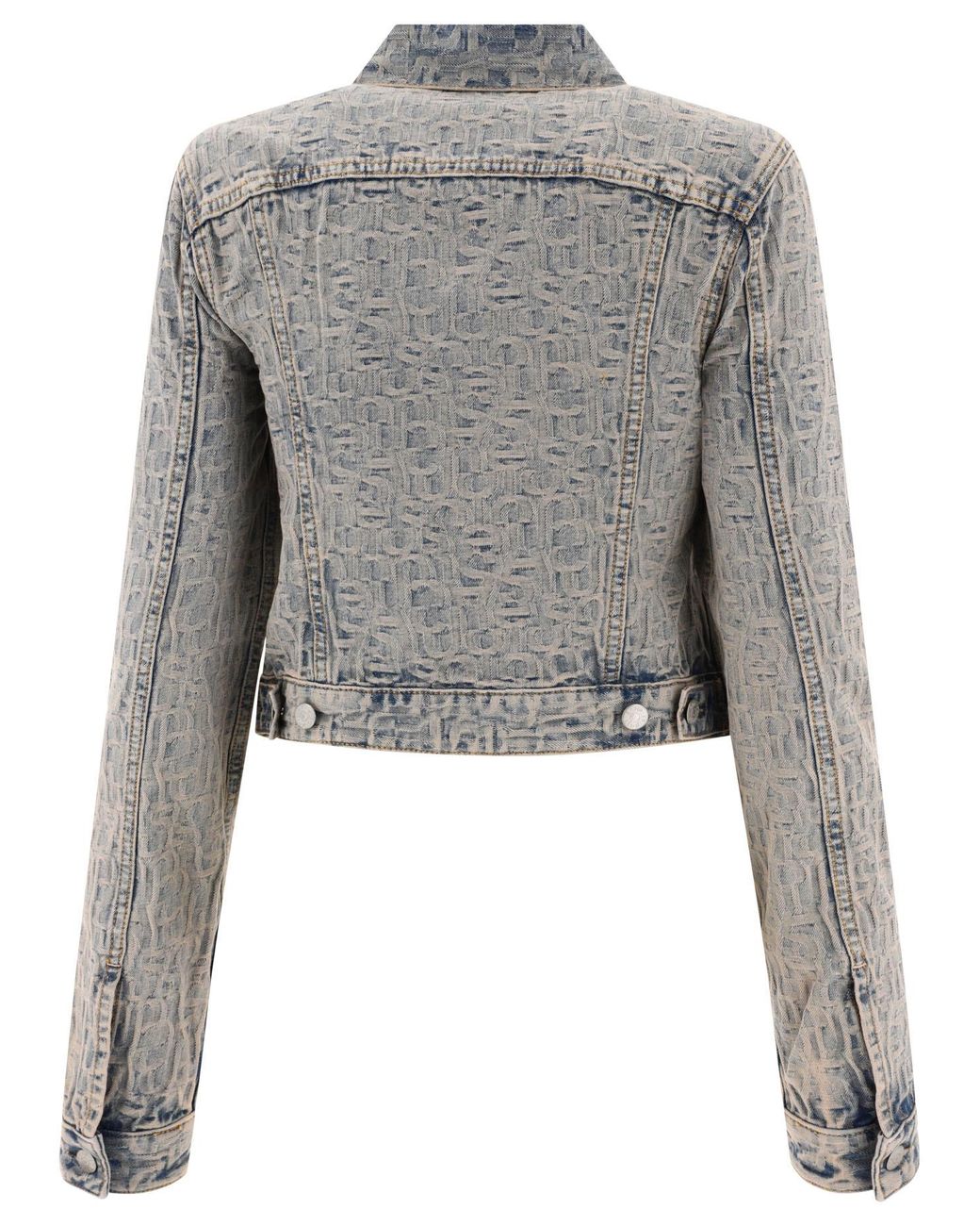 Acne Gray Monogram Jacquard Cropped Denim Jacket