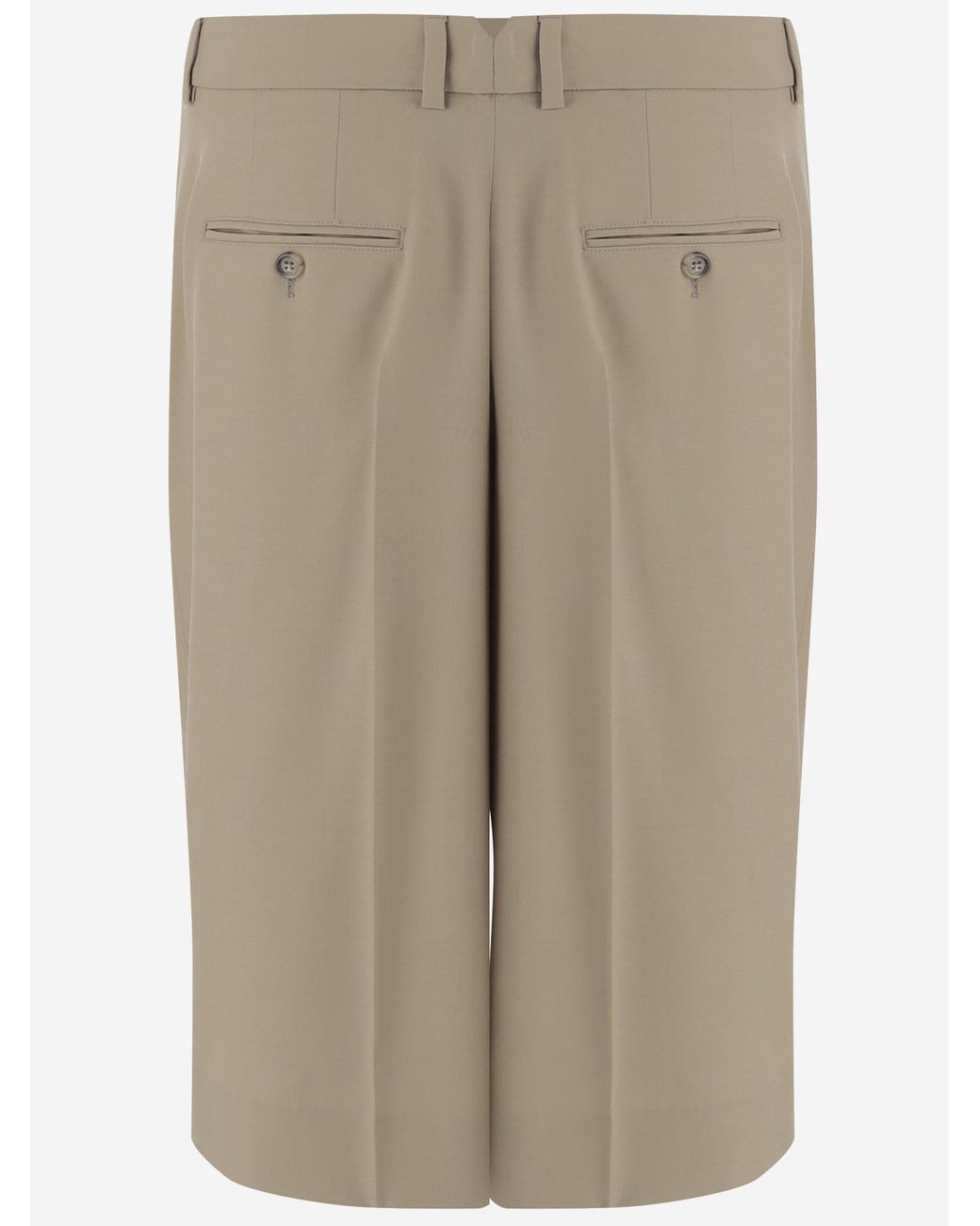 AMI Natural Ami Pleated Wide-Leg Bermuda Shorts