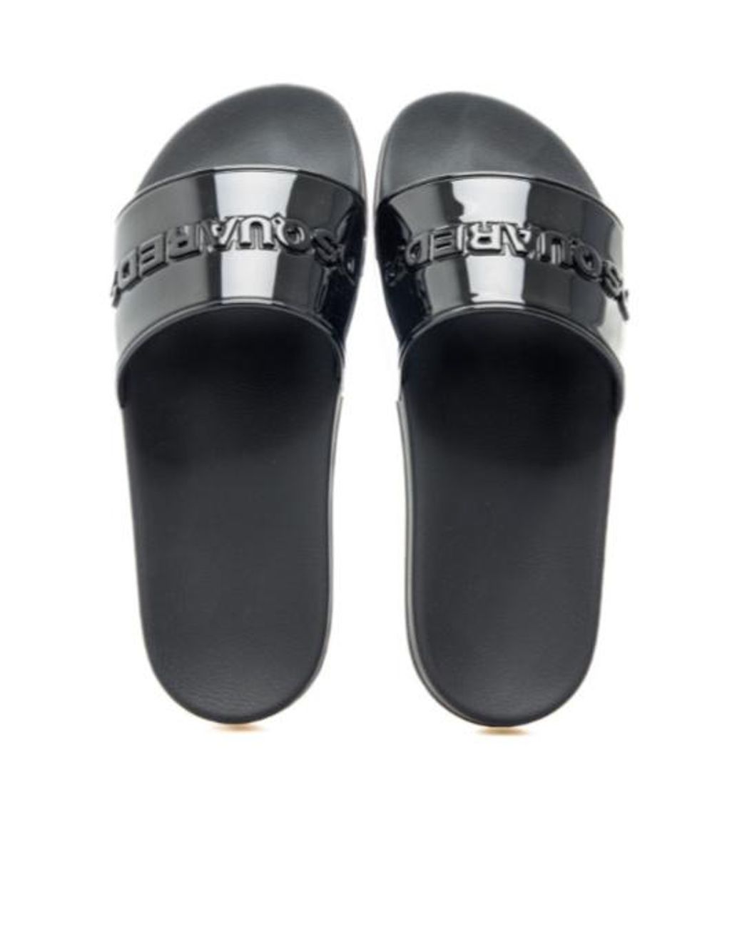 DSquared² Black Logo Embossed Slides for men