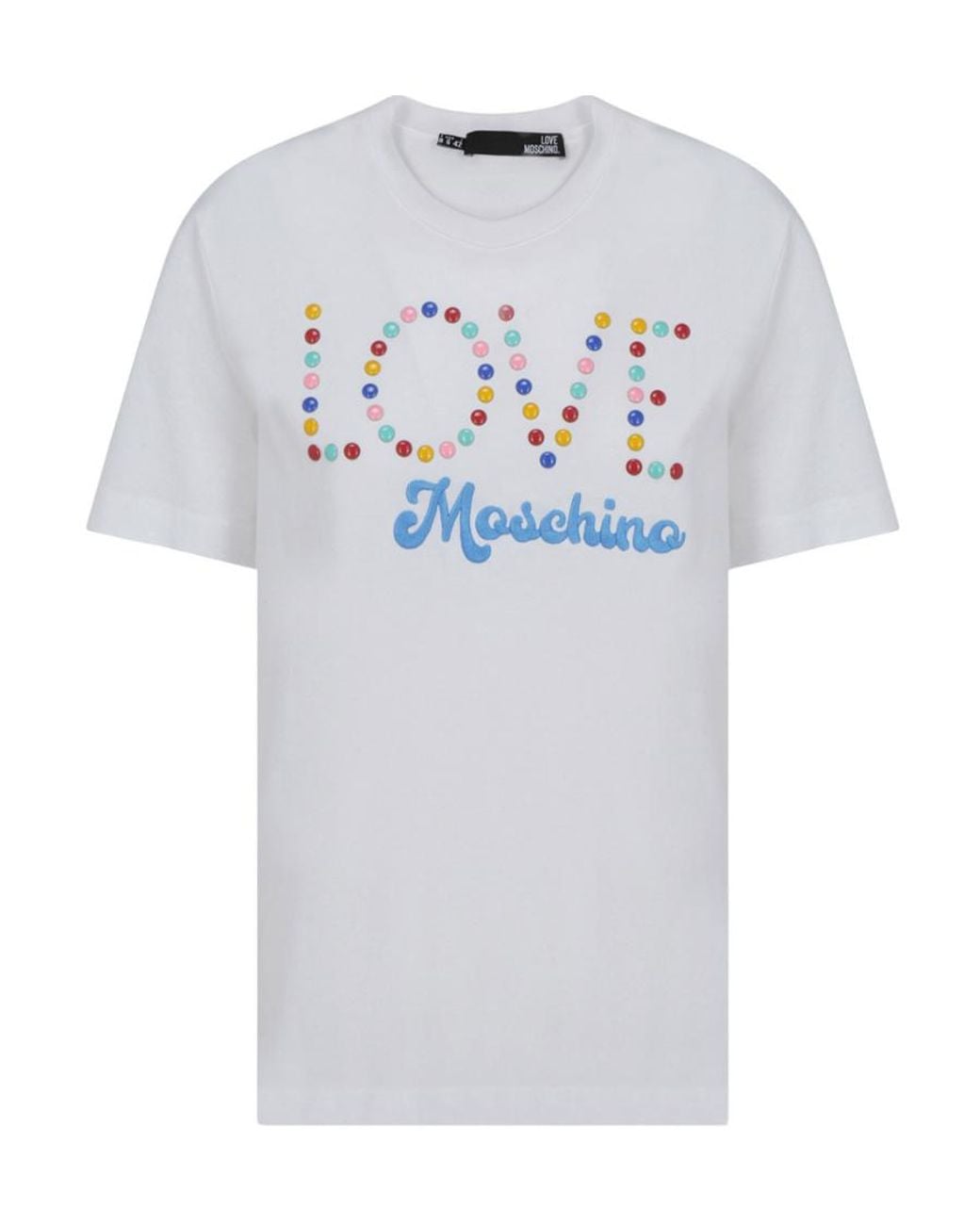Moschino White Logo-Embroidered Cotton T-Shirt