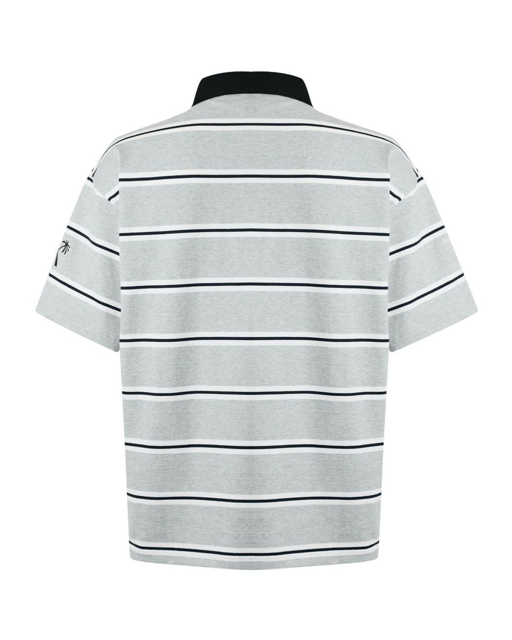 Palm Angels Gray Striped Short-Sleeve Polo Shirt for men