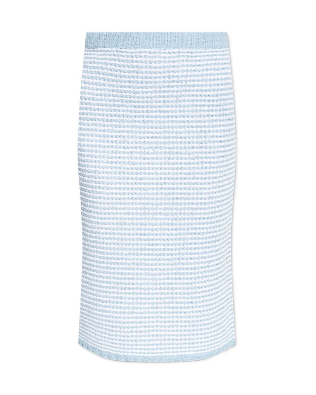 Tory Burch Blue Cotton-Blend Striped Skirt