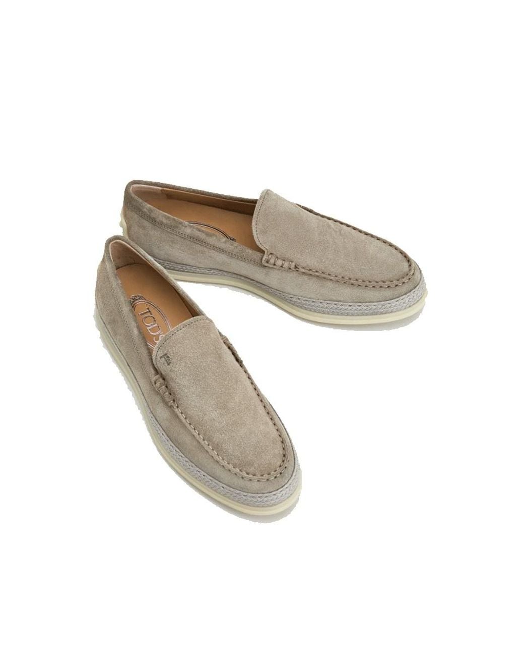 Tod's Gray Round Toe Slip On Loafers for men