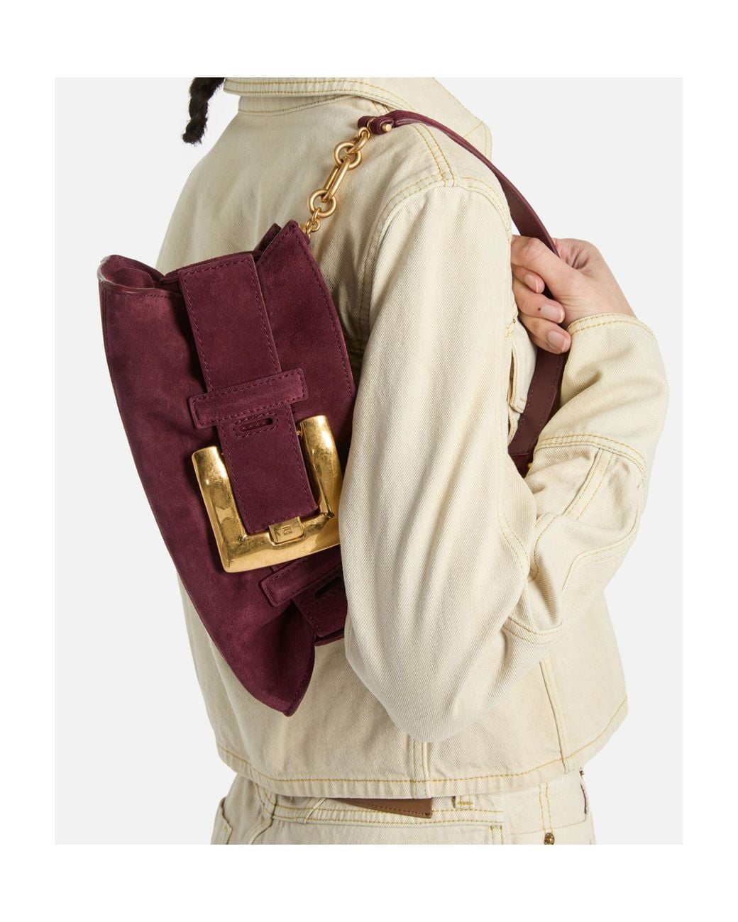 Balmain Purple バルマン アンセム バックル ショルダーバッグ