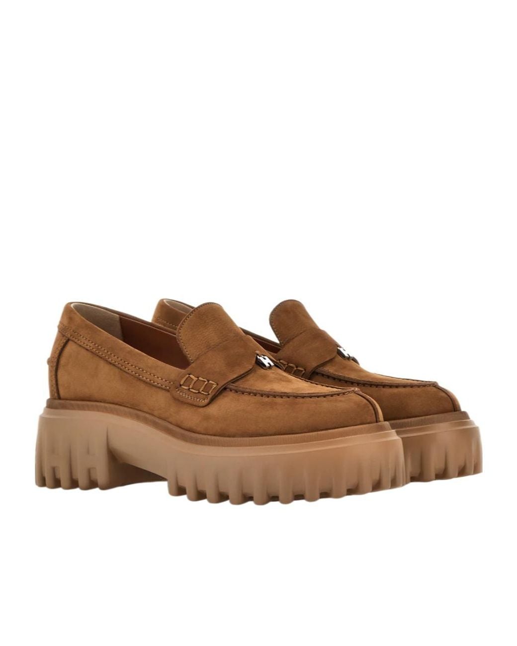 Hogan Brown Penny Slot Loafers