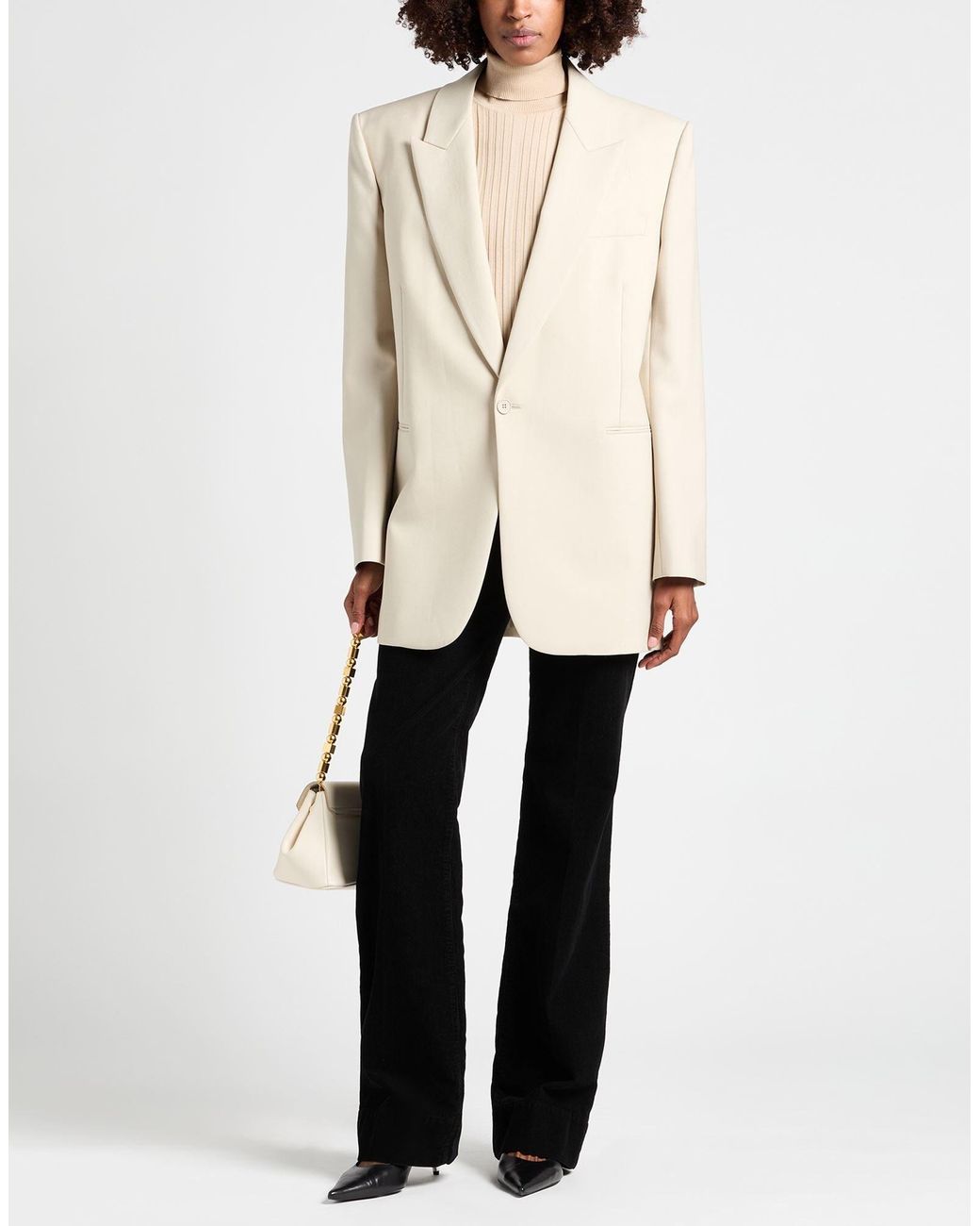 Saint Laurent Natural Single-Breasted Blazer