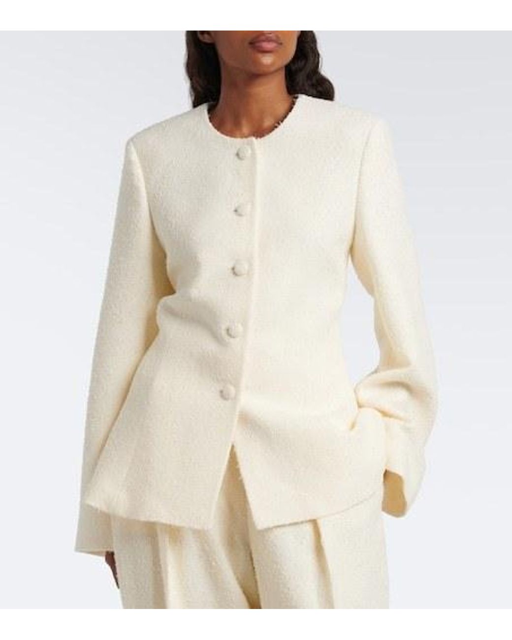 Rohe White Wool Bouclé Jacket