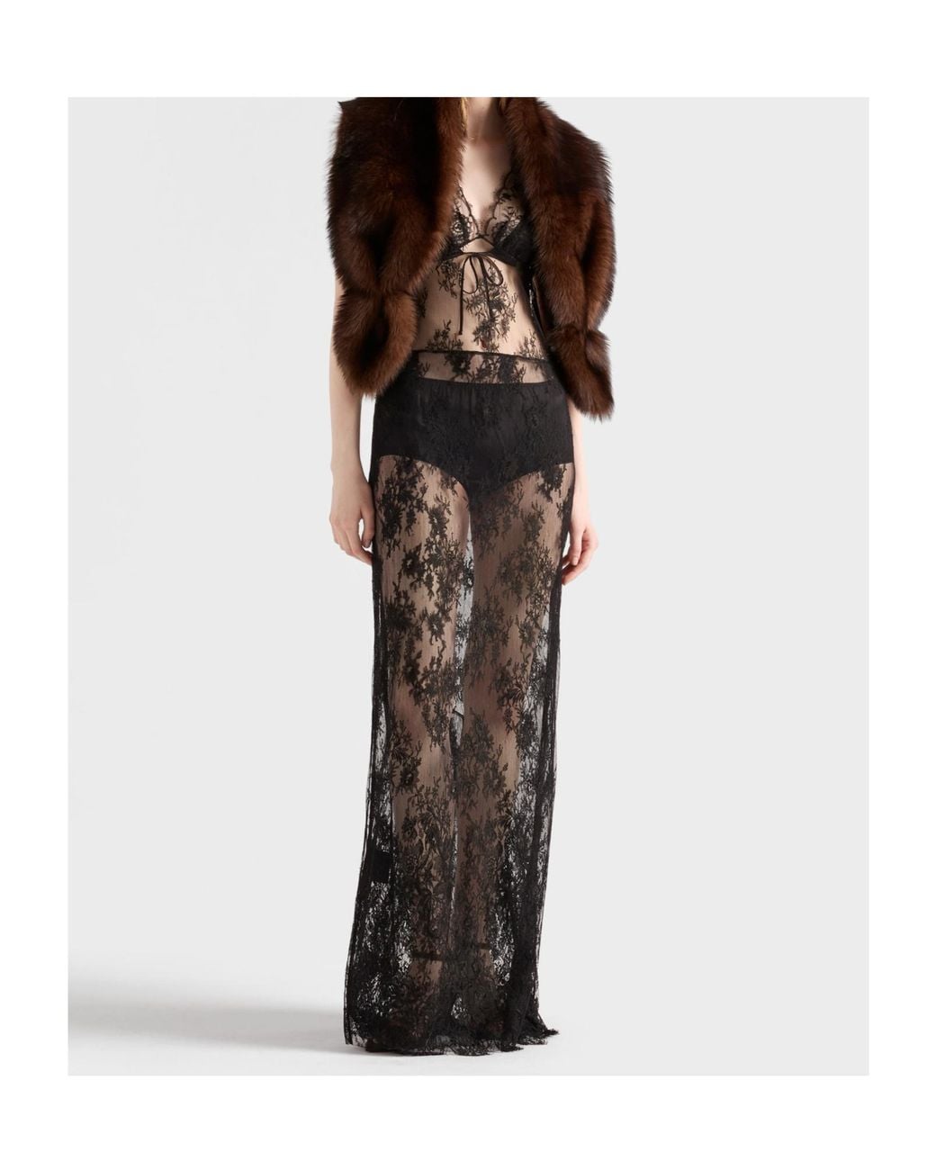 Prada Black Long Lace Dress