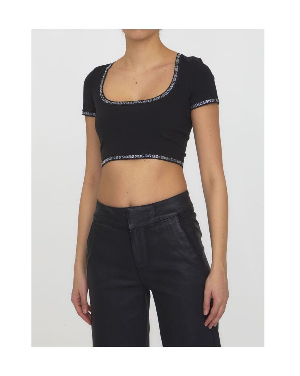 Alexander Wang Black Logo-Detailed Crop Top
