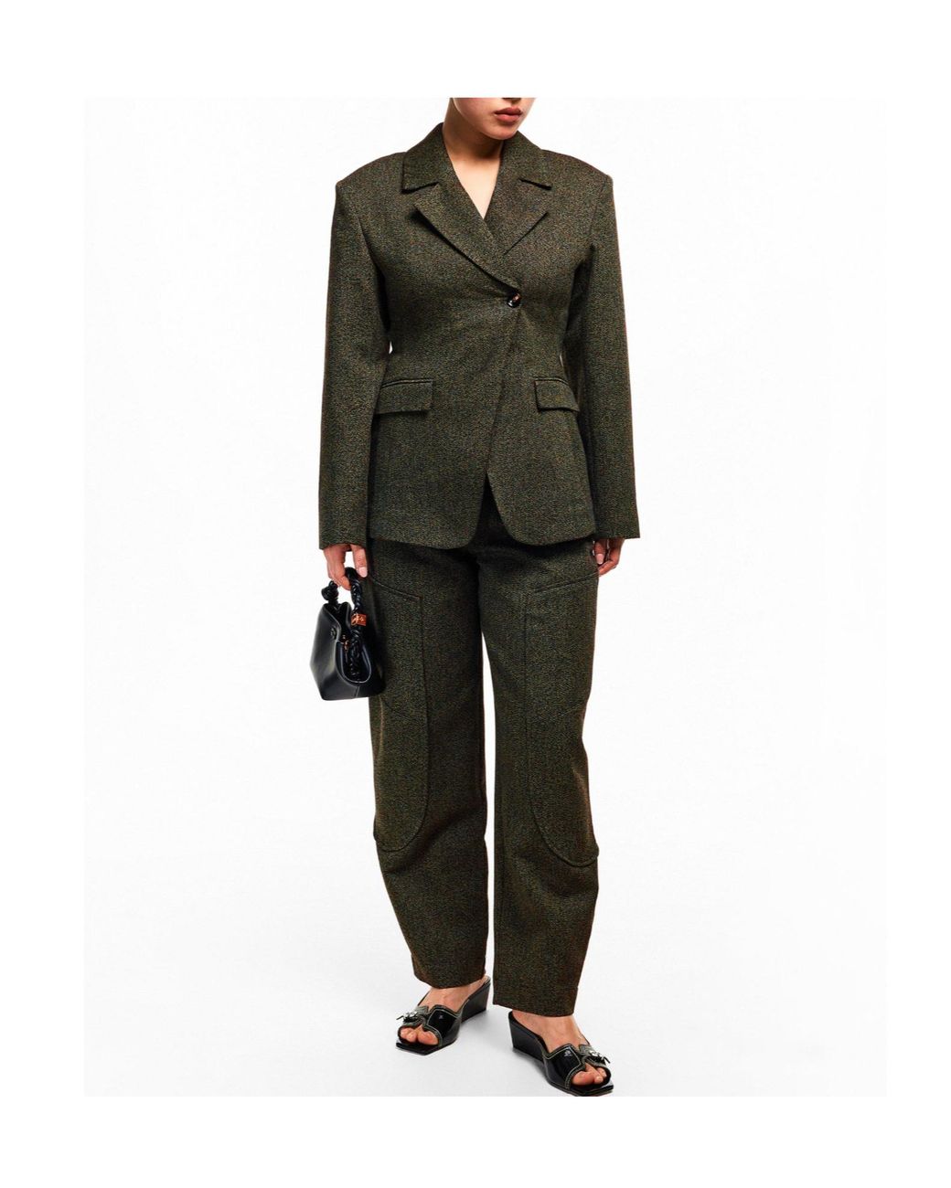 Ganni Green Fitted Blazer