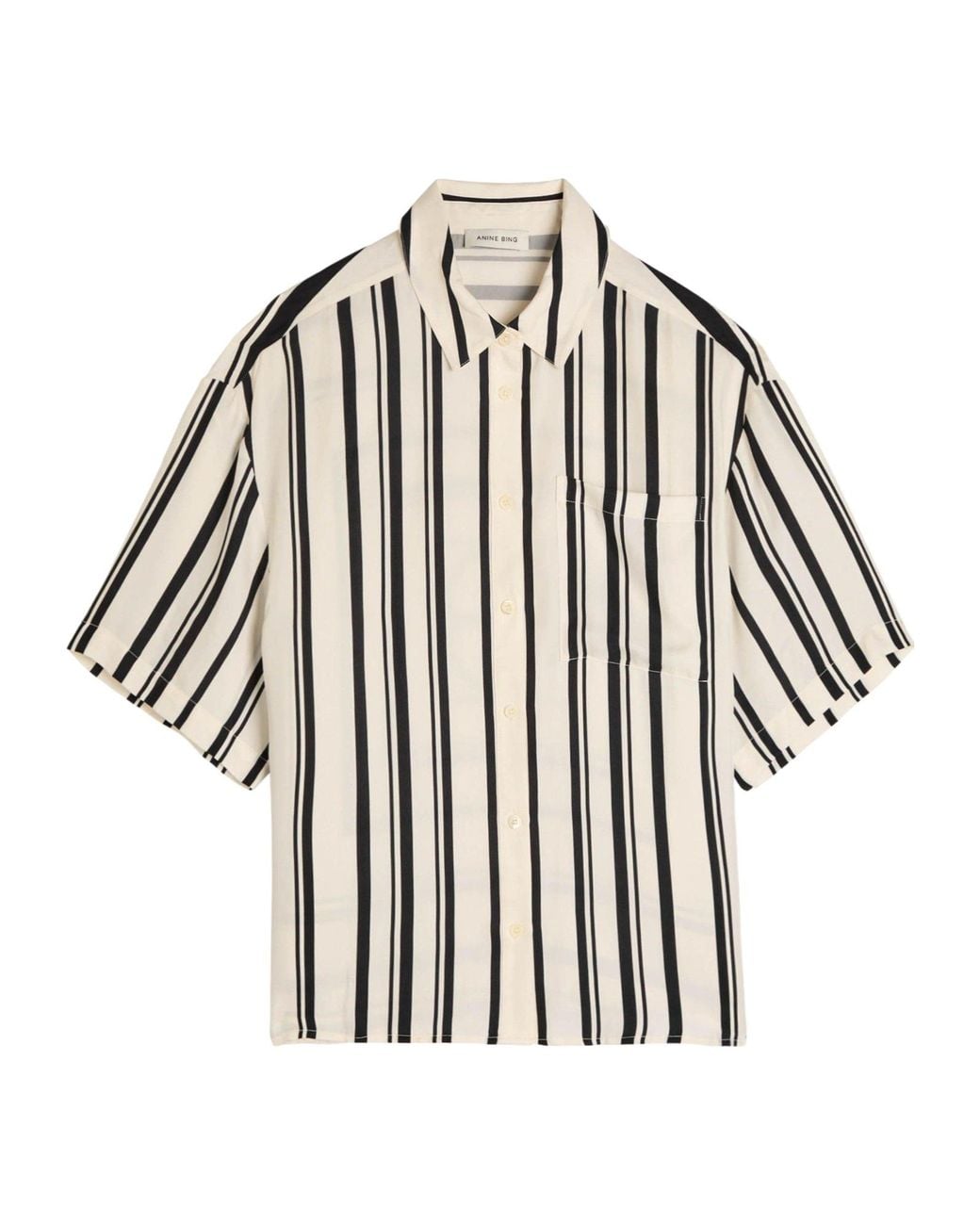 Anine Bing Multicolor Satin Short-Sleeve Oversized-Fit Shirt