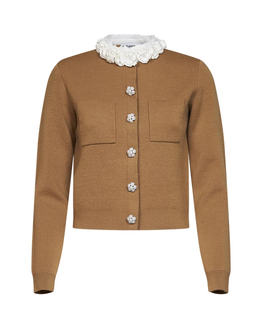 Self-Portrait Natural Embellished Knit Cardigan