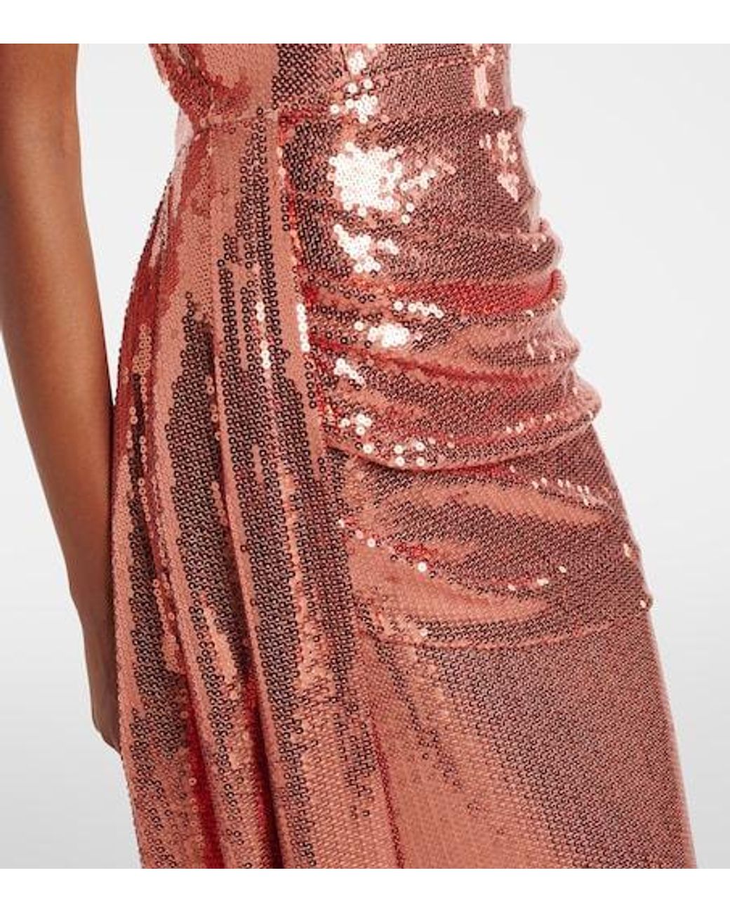 Alex Perry Red Draped Sequined Corset Dress