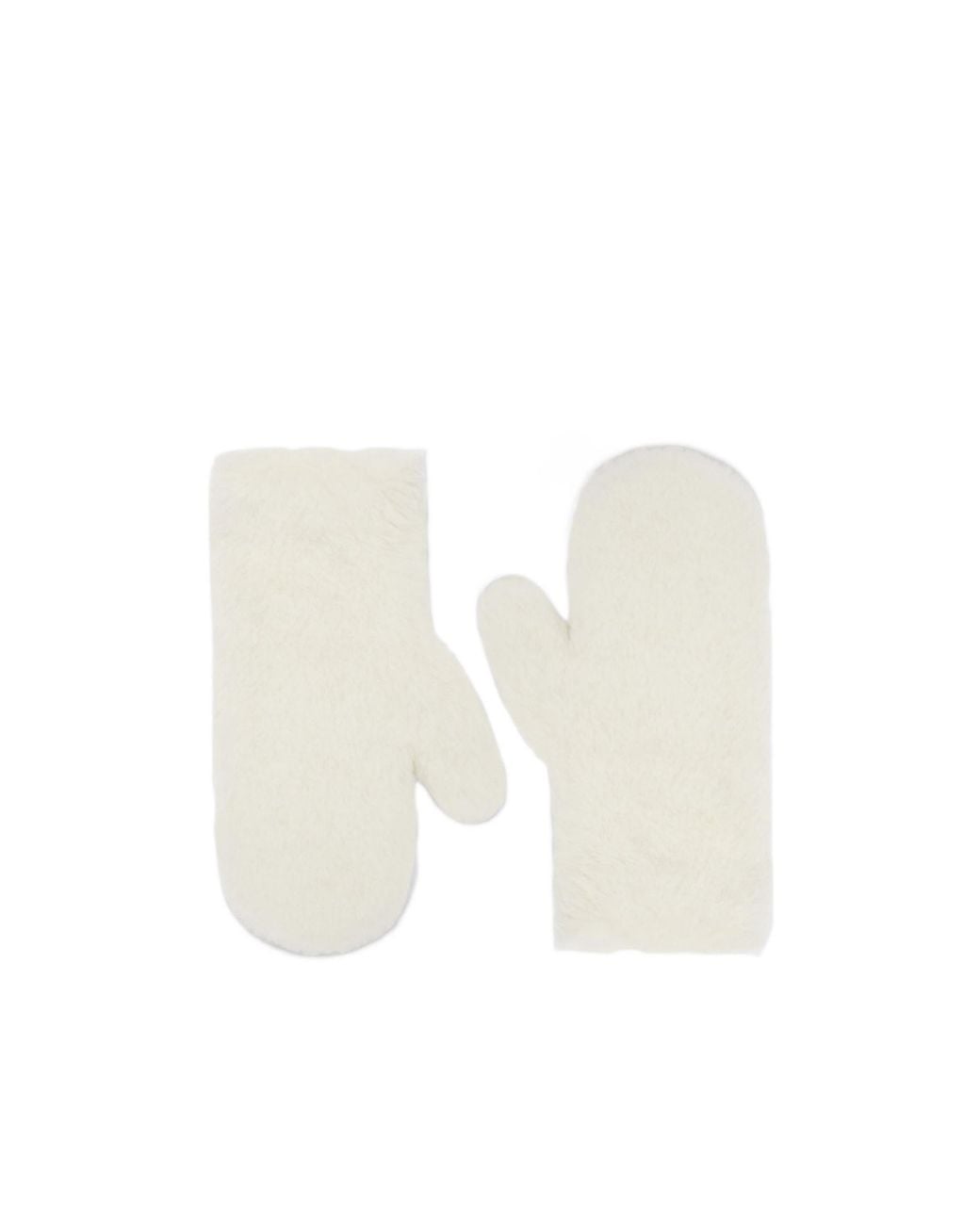 Max Mara White Wool-Blend Teddy Fleece Gloves