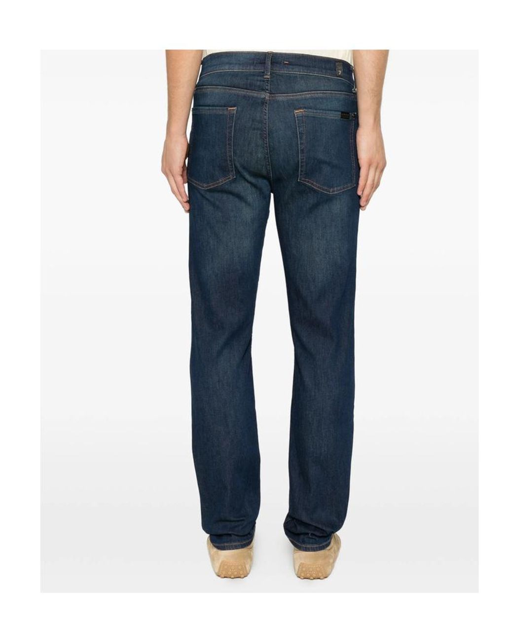 7 For All Mankind Blue Slim Fit Stretch Jeans for men