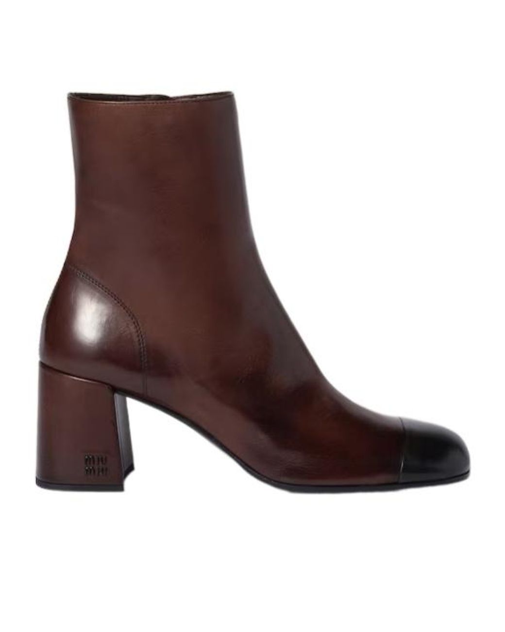 Miu Miu Brown Round-Toe Ankle Boots
