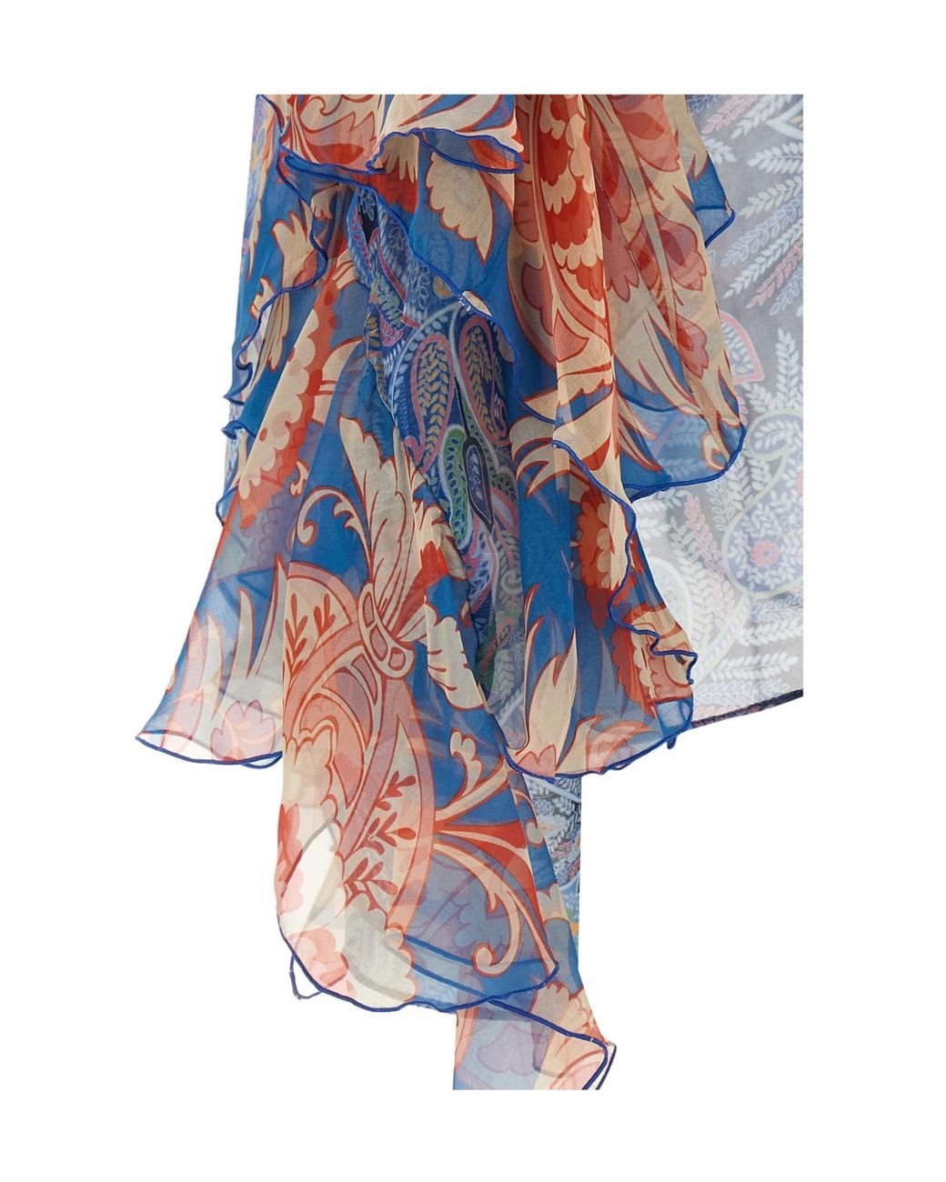 Etro Blue Ruffled Chiffon Top