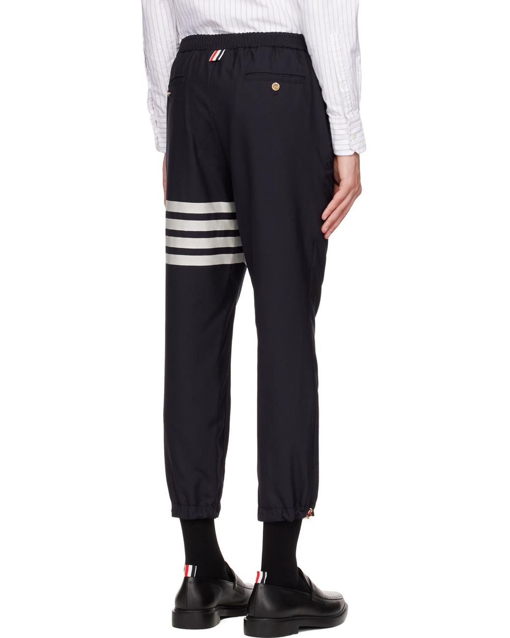 Thom Browne Black Bar Straight Leg Trousers for men