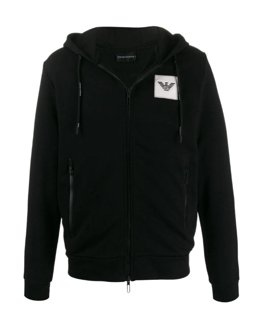 Emporio Armani Black Logo Hooded Sports Coat for men