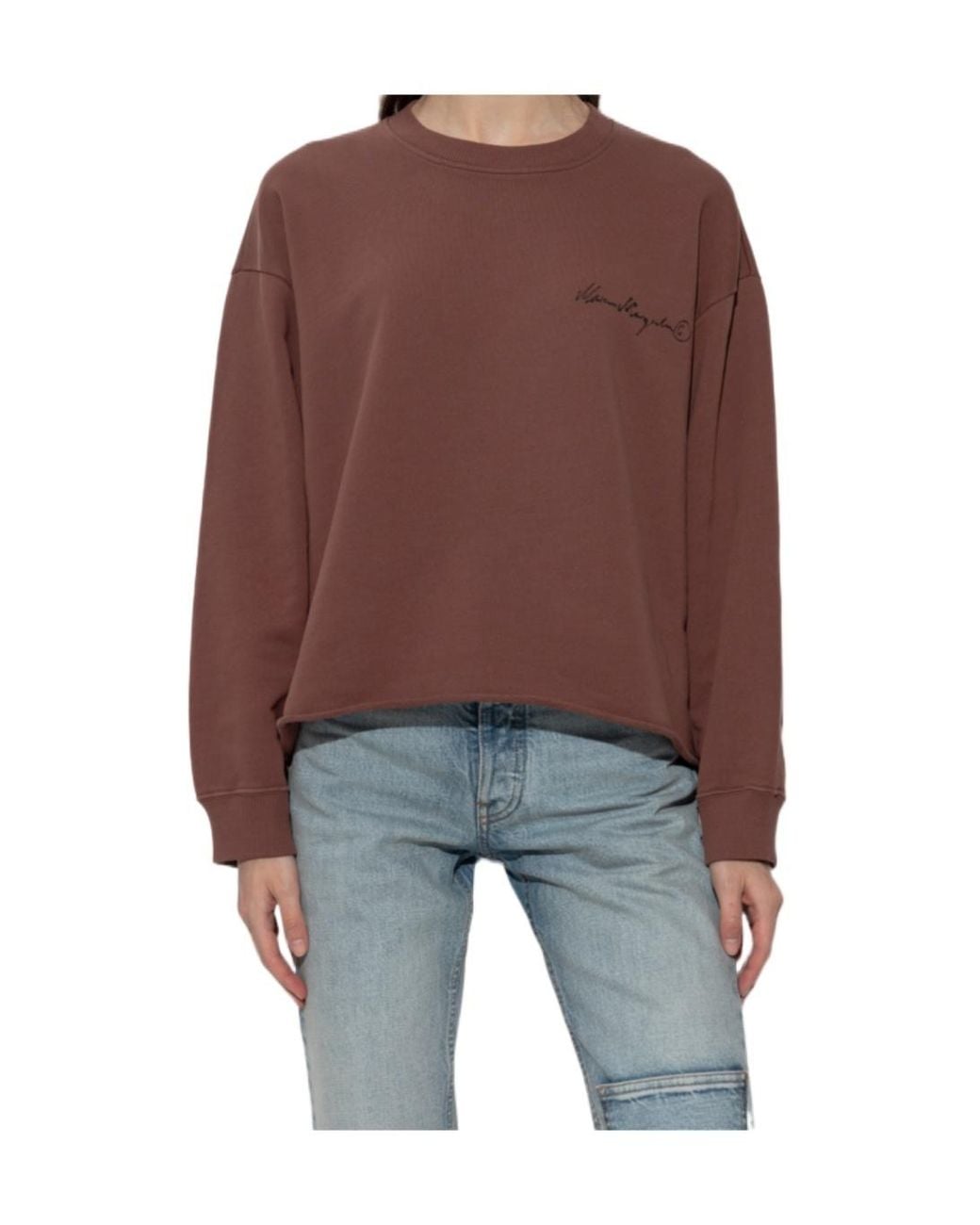 MM6 by Maison Margiela Purple Raw Edge Logo Sweatshirt