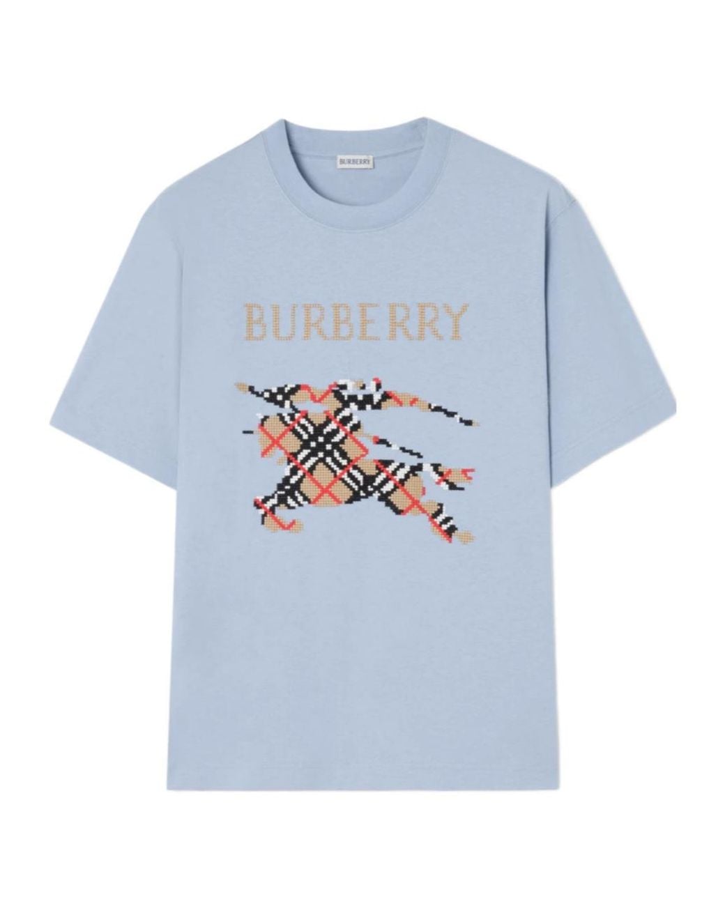 Burberry Blue Logo Detailed Crewneck T-Shirt for men