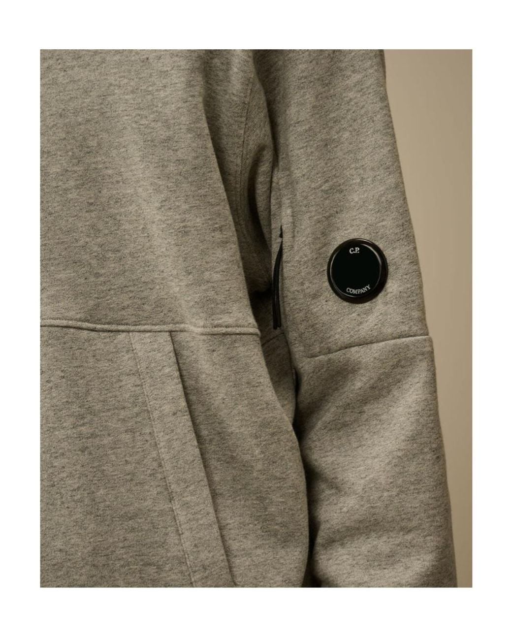 C P Company Gray Diagonal Raised Hoodie for men