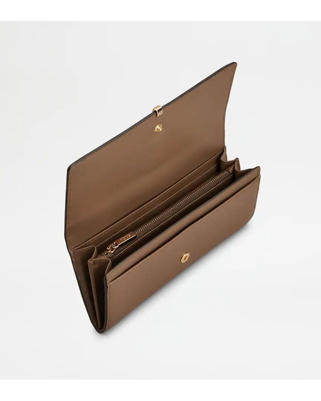 Tod's Brown Bar T-Plaque Wallet