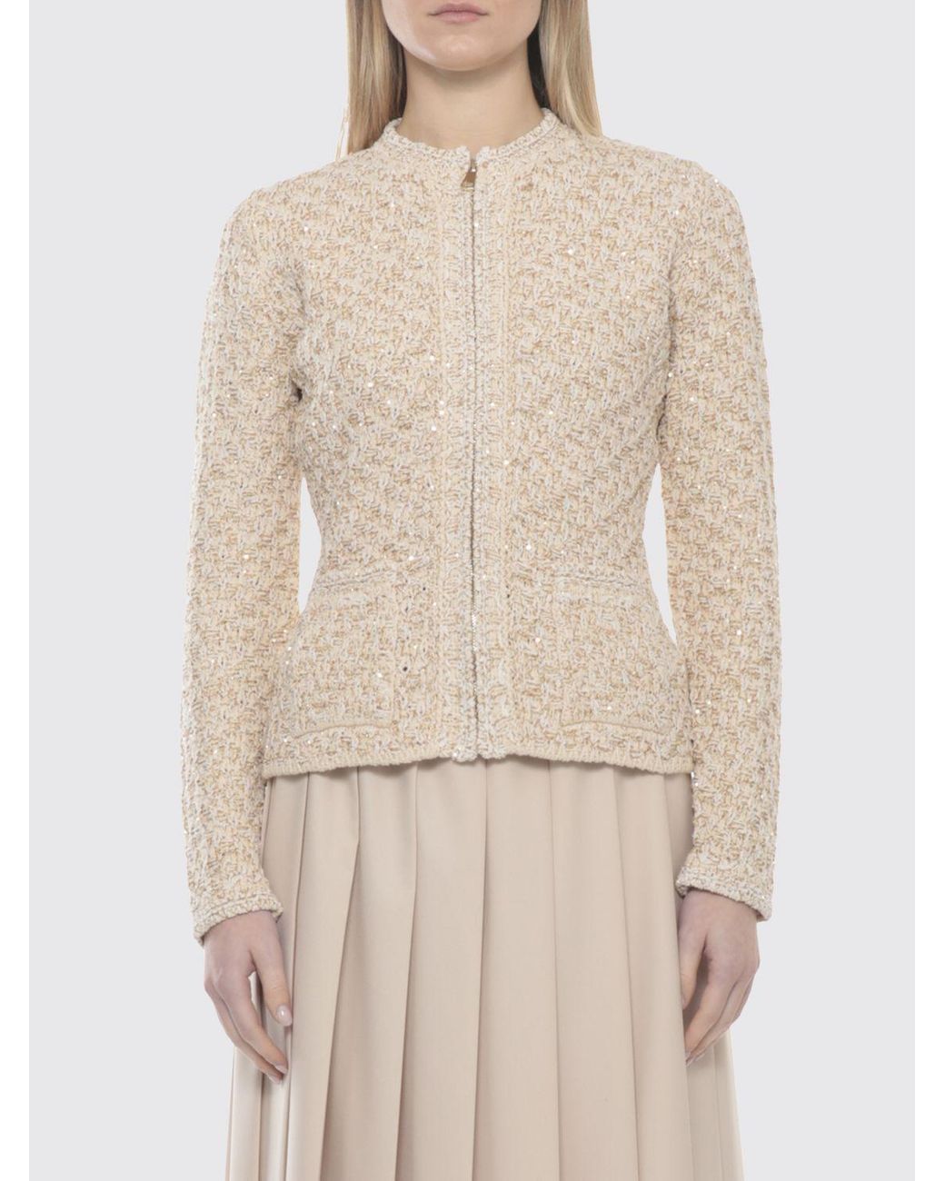 Fabiana Filippi Multicolor Denim Effect Sequin Tweed Jacket