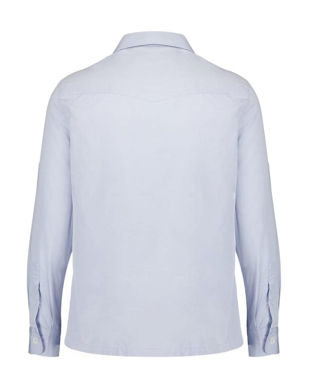 Brunello Cucinelli Blue Long-Sleeved Straight-Hem Shirt for men