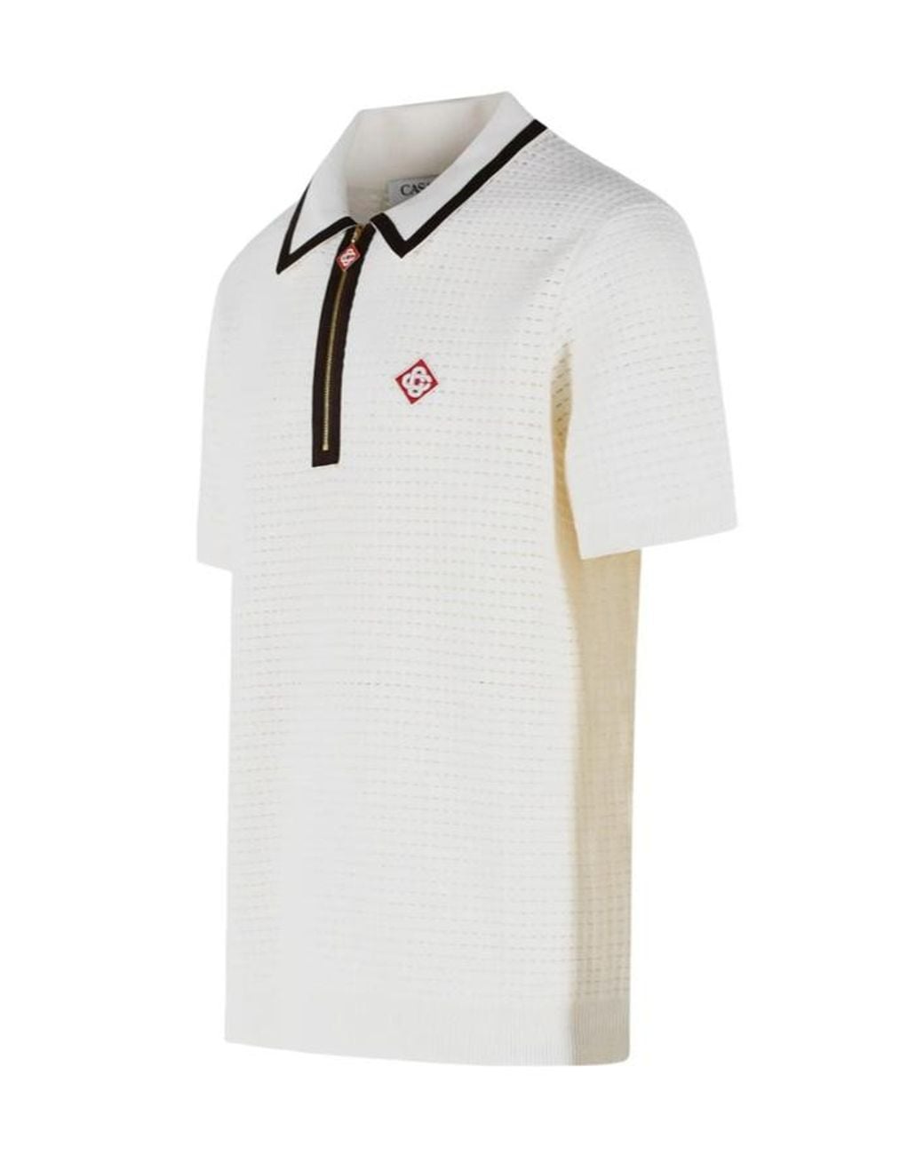 Casablanca White Waffle Polo Shirt for men
