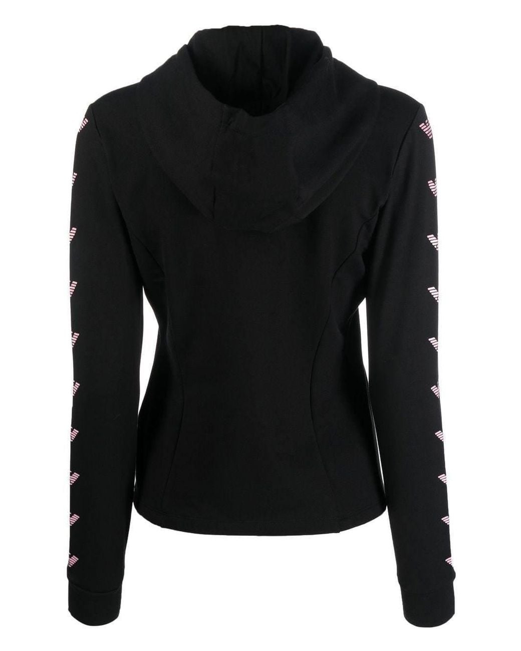 EA7 Black Logo Hooded Casual Coat