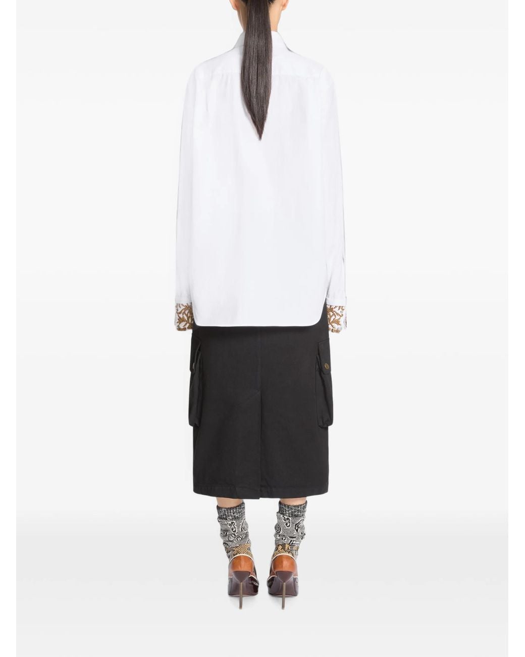 Dries Van Noten White Floral Embroidered Shirt
