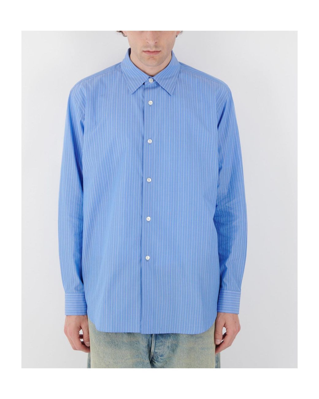 Auralee Blue Striped Shirt for men