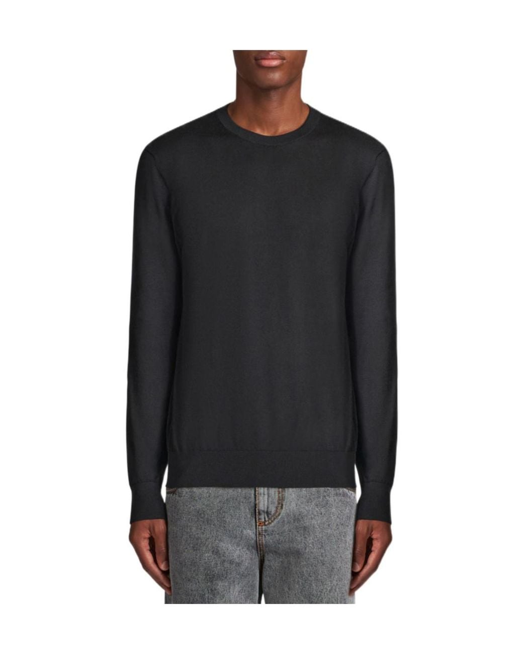 Etro Black Silk And Cashmere Jumper With Logo On Rear for men